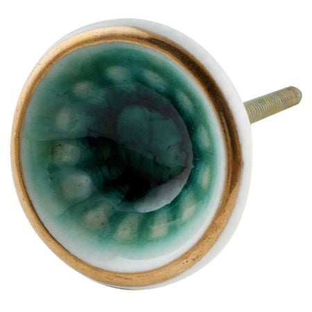 Sea Green Wheel Ceramic Dresser Knob in Silver Fitting